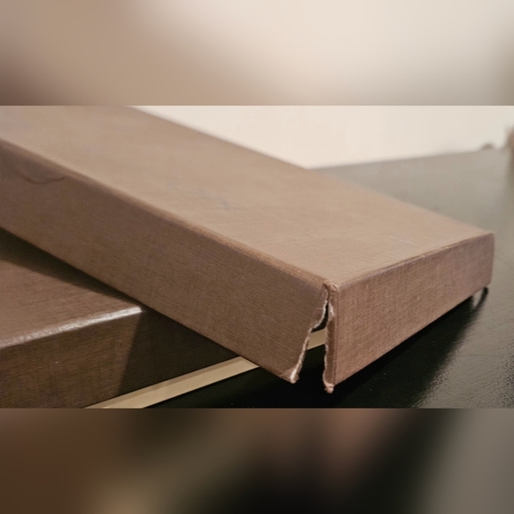 LOUIS VUITTON Brown Box W Lid Leather Ribbon Card Receipt Holder Empty Gift Set - Picture 10 of 10